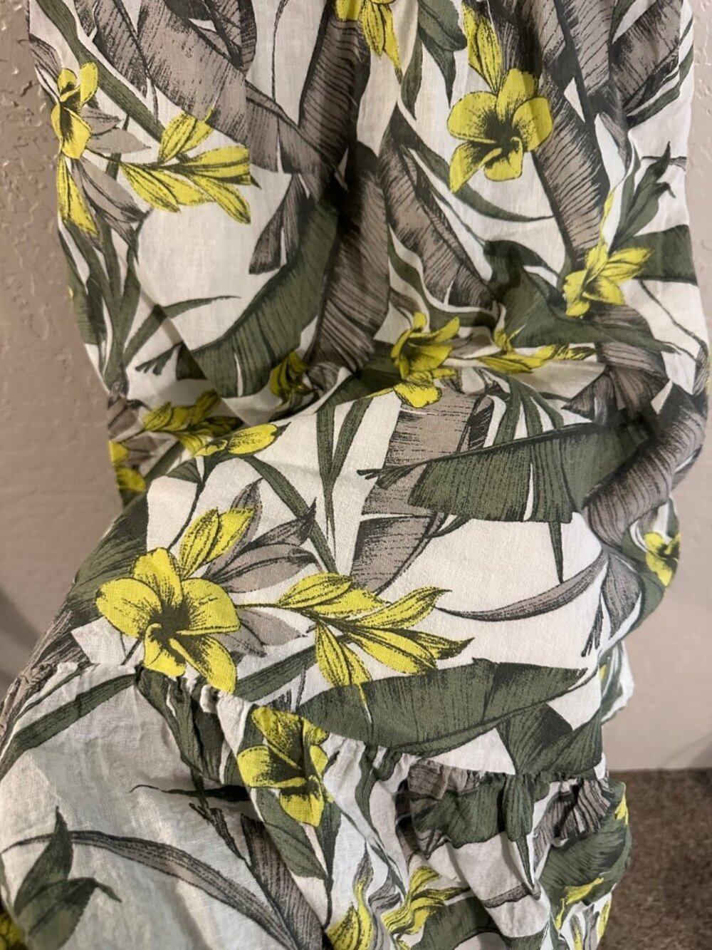 Banana Republic Linen Tropical Palm Floral Island Vacation Midi Dress - Picture 6 of 10